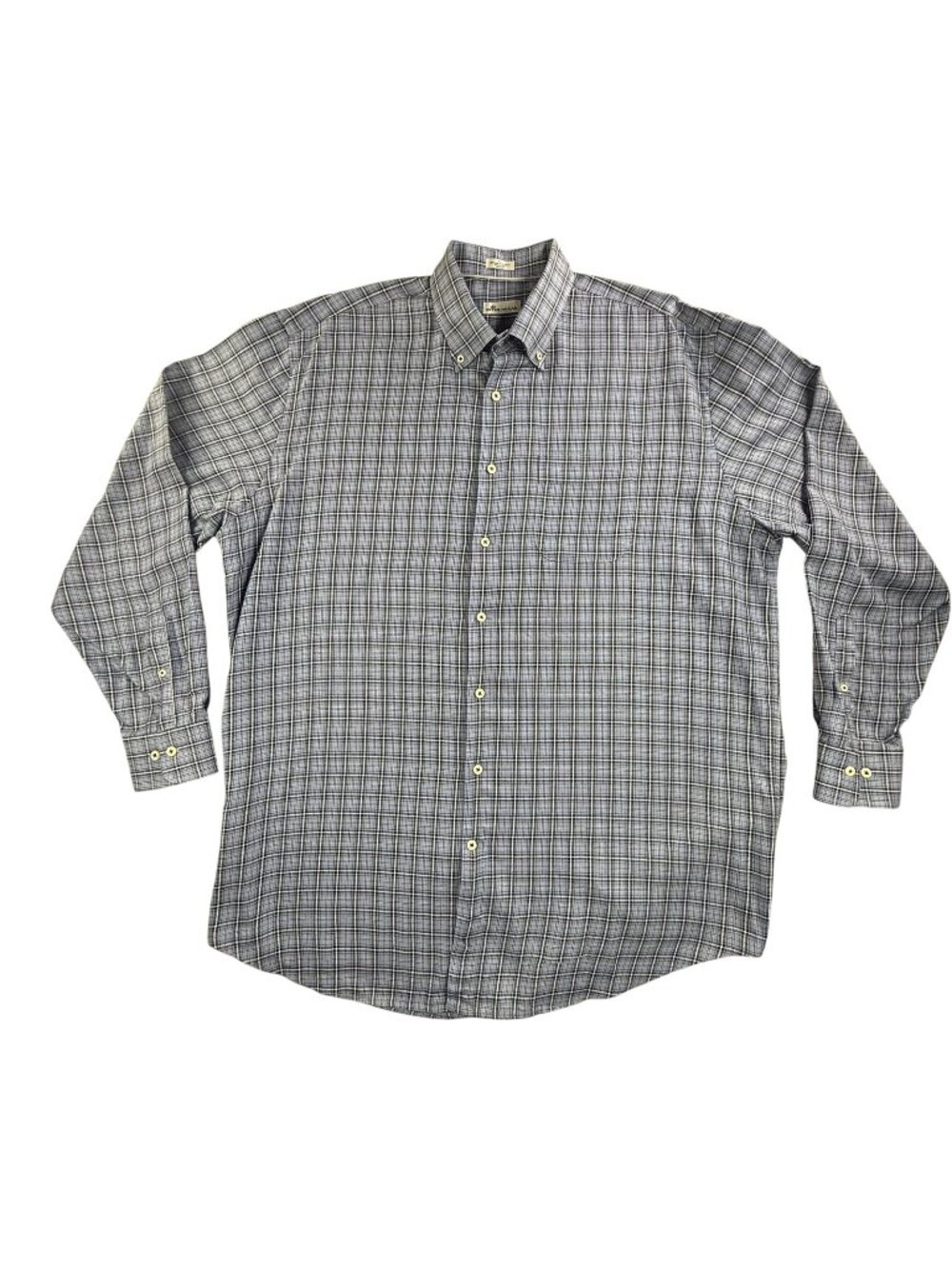 Peter Millar Shirt Mens XLT Blue Plaid Button Down Long Sleeve Cashmere Cotton